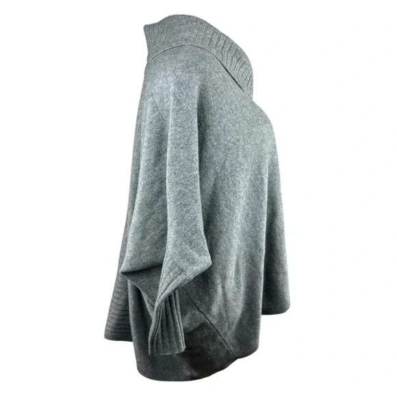 Nordstrom Collection 100% Cashmere Gray Cowl Neck Poncho Sweater Oversized XS/S - Picture 7 of 14